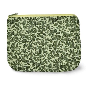Textilní pouzdro na drobnosti se zipem -  Zelené lístky