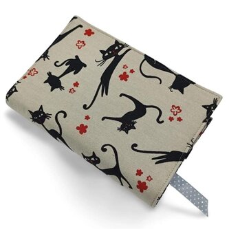 Nastavitelný obal na knihu v různých velikostech - Kočky na režné - velikost L - pro hardcovery B5, na výšku knihy 24,5 cm