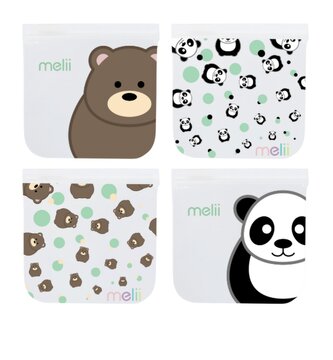 Opakovatelně použitelné sáčky na svačinu 4ks- Panda, Medvěd