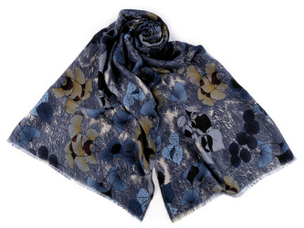 Šátek / šála / pléd ginkgo 90x175 cm - 1 ks - 3 modrá