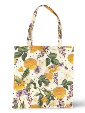 Bavlněná nákupní taška s delším popruhem na rameno - Citrusová