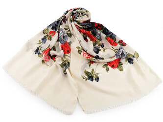 Šátek / šála / pléd růže 80x175 cm - 1 ks - 1 krémová světlá