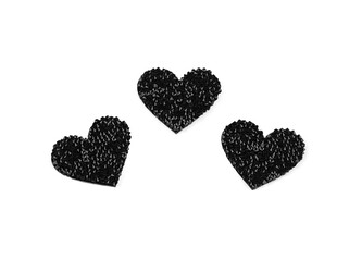 Nažehlovací srdce s kamínky - 10 ks - 2 černá