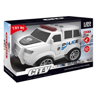Auto policejní na setrvačník s efekty bílé 22,5 cm