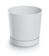 Plastový květináč TUBOS P s miskou bílý matný, varianta 12,8 cm