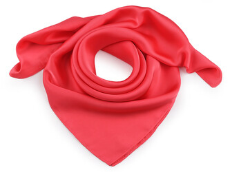 Saténový šátek jednobarevný 70x70 cm - 1 ks - 5 růžová korálová