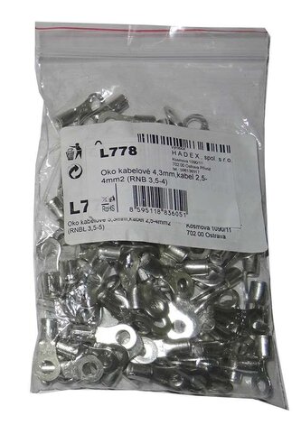 Oko kabelové 4,3mm,kabel 2,5-4mm2 (RNB 3,5-4), balení 100ks
