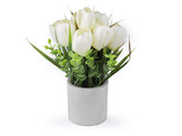 Umělé tulipány v květináči - 1 ks - 1 bílá