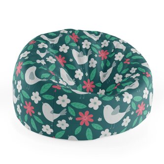 Dětský sedací vak Cocoon Červené kvítí s ptáčky: 75 x 45 x 35 cm