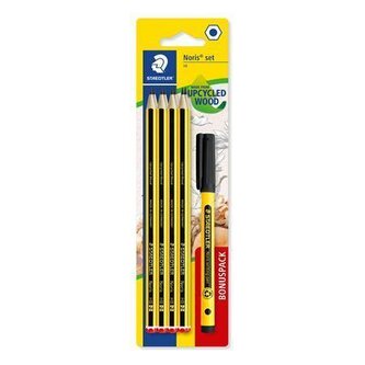 Grafitová tužka "Noris 120", 8 ks + dárek černý fix, HB, šestihranná, sada, STAEDTLER 120 SBK8P2