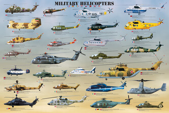 Plakát, Obraz - Military helicopters, 91.5 × 61 cm