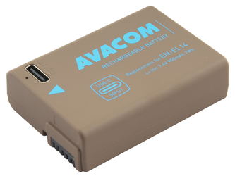 AVACOM baterie - Nikon EN-EL14 vstup USB-C Li-Ion 7.4V 950mAh 7Wh AVACOM baterie - Nikon EN-EL14 vstup USB-C Li-Ion 7.4V 950mAh 7Wh