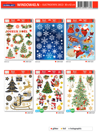 Naklejki ozdobne na okno X"mas 30 x 40, Global Gift