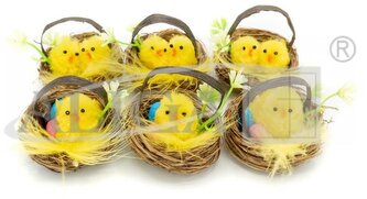 Kurczaki Wielkanocne WKZ-8284 w gniazdkach 5,5cm 2 wzory op. 6 szt, Aliga