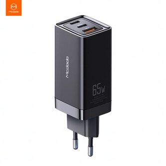 Mcdodo GaN nabíječka do sítě, 220V, 65W, 2x USB-C, 1x USB-A, černá Mcdodo GaN nabíječka do sítě, 220V, 65W, 2x USB-C, 1x USB-A, černá