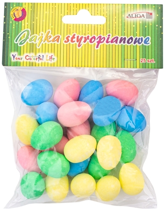 Jajka styropianowe kolorowe wys. 2,5 cm op. 25 szt. WPJ-5748, Aliga