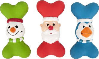 Flamingo Vánoční latexová hračka pro psy kost 19cm