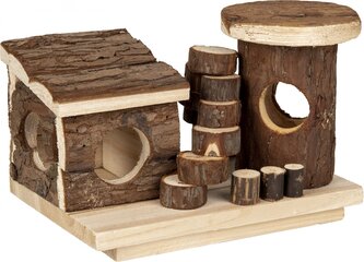 Flamingo Prolézačka pro hlodavce ve tvaru domečku dřevěná 21x15x13cm Flamingo Prolézačka pro hlodavce ve tvaru domečku dřevěná 21x15x13cm