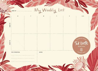 52 Lists \"my Weekly List\" Desk Pad