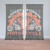Záclony Harley-Davidson motor Černé pozadí: 2ks 150x250cm
