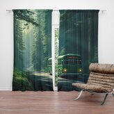 Závěs Zelený autobus v lese: 2ks 140x250cm