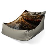 Dětský sedací vak Lounge Vlak na nádraží při východu slunce: 80 x 95 x 50 cm