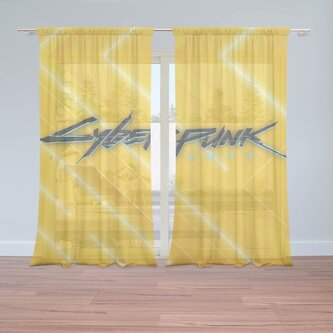 Záclony Cyberpunk 2077 Žlutý: 2ks 150x250cm Záclony Cyberpunk 2077 Žlutý: 2ks 150x250cm
