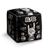 Taburet Cube ACDC Live fast, die young: 40x40x40 cm
