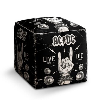 Taburet Cube ACDC Live fast, die young: 40x40x40 cm Taburet Cube ACDC Live fast, die young: 40x40x40 cm