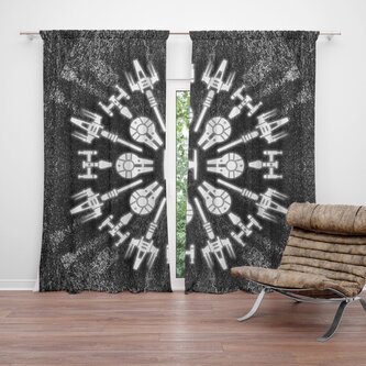 Závěs Star Wars Vesmírné lodě na šedém abstraktu: 2ks 140x250cm Závěs Star Wars Vesmírné lodě na šedém abstraktu: 2ks 140x250cm