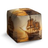 Taburet Cube Plachetnice na klidném moři: 40x40x40 cm