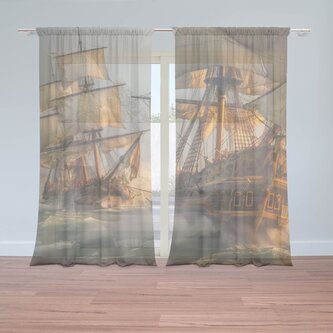 Záclony Plachetnice ve vlnách: 2ks 150x250cm Záclony Plachetnice ve vlnách: 2ks 150x250cm