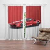 Závěs Ferrari na červenobílé: 2ks 140x250cm