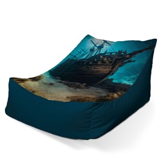 Dětský sedací vak Lounge Vrak dřevěné lodi na dně moře: 80 x 95 x 50 cm