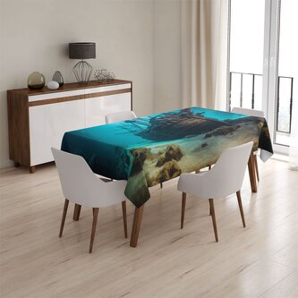 Ubrus Vrak dřevěné lodi na dně moře: 145x240 cm Ubrus Vrak dřevěné lodi na dně moře: 145x240 cm