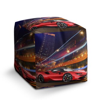 Taburet Cube Ferrari na ulici: 40x40x40 cm