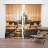 Závěs Letadlo přistávající při západu slunce: 2ks 140x250cm