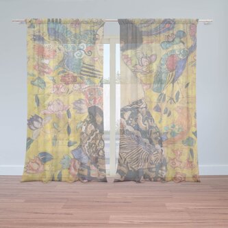 Záclony Dáma s vějířem - Gustav Klimt: 2ks 150x250cm Záclony Dáma s vějířem - Gustav Klimt: 2ks 150x250cm