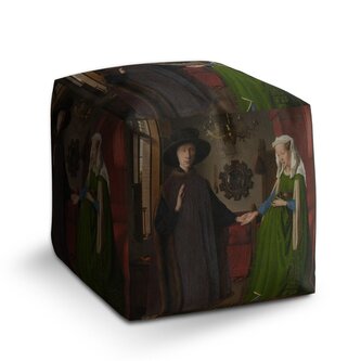 Taburet Cube Svatba manželů - Jan van Eyck: 40x40x40 cm Taburet Cube Svatba manželů - Jan van Eyck: 40x40x40 cm