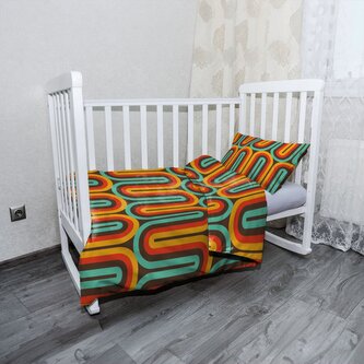 Dětské povlečení do postýlky Retro vlny: 130x90 / 40x60