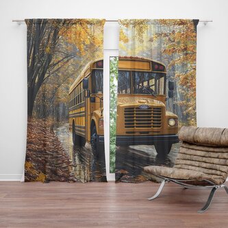 Závěs Žlutý školní autobus: 2ks 140x250cm