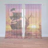 Záclony Pirátská loď při západu slunce: 2ks 150x250cm