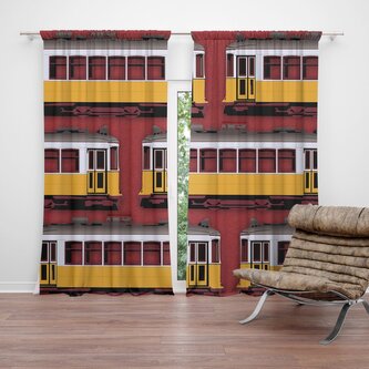 Závěs Lisabonské historické tramvaje Červený Pattern: 2ks 140x250cm
