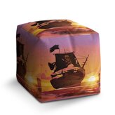 Taburet Cube Pirátská loď při západu slunce: 40x40x40 cm