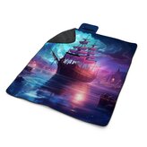 Plážová deka Magická plachetnice pod měsícem: 200x140 cm