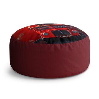 Taburet Circle Červený patrový autobus Vlajka: 38x48 cm