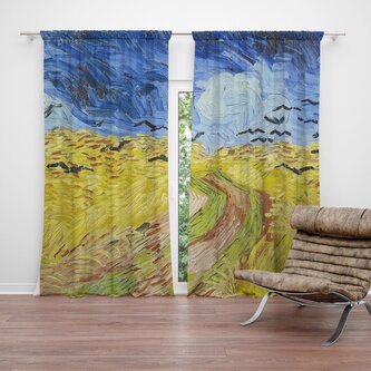 Závěs Pšeničné pole s vránami - Vincent van Gogh: 2ks 140x250cm