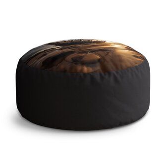 Taburet Circle Vrak lodi při západu slunce: 38x48 cm