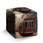 Taburet Cube Historická červená tramvaj: 40x40x40 cm