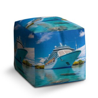 Taburet Cube Luxusní výletní loď v tropickém ráji: 40x40x40 cm Taburet Cube Luxusní výletní loď v tropickém ráji: 40x40x40 cm